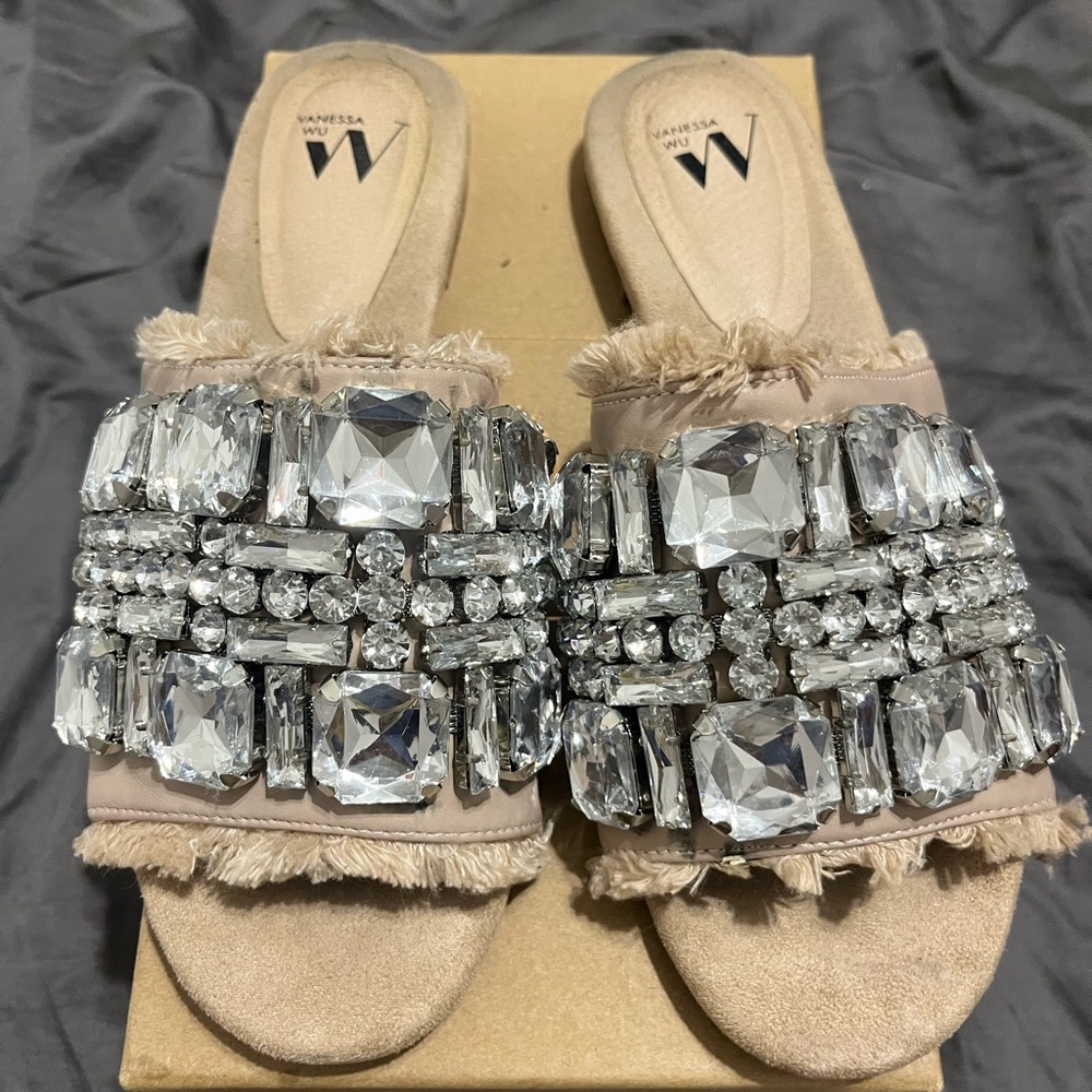 Crystal Embellished Tan Sandals